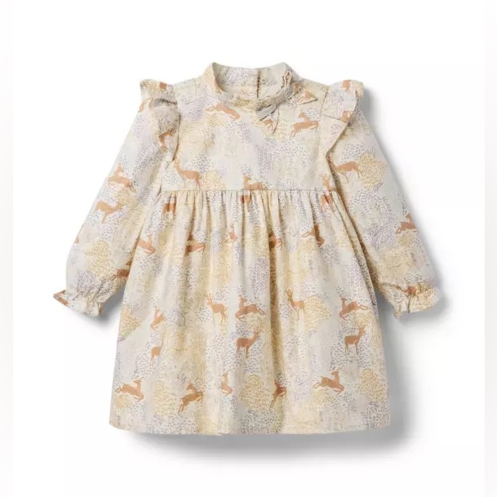 NWT Janie and Jack Deer Twill Dress (Girls Size 8)